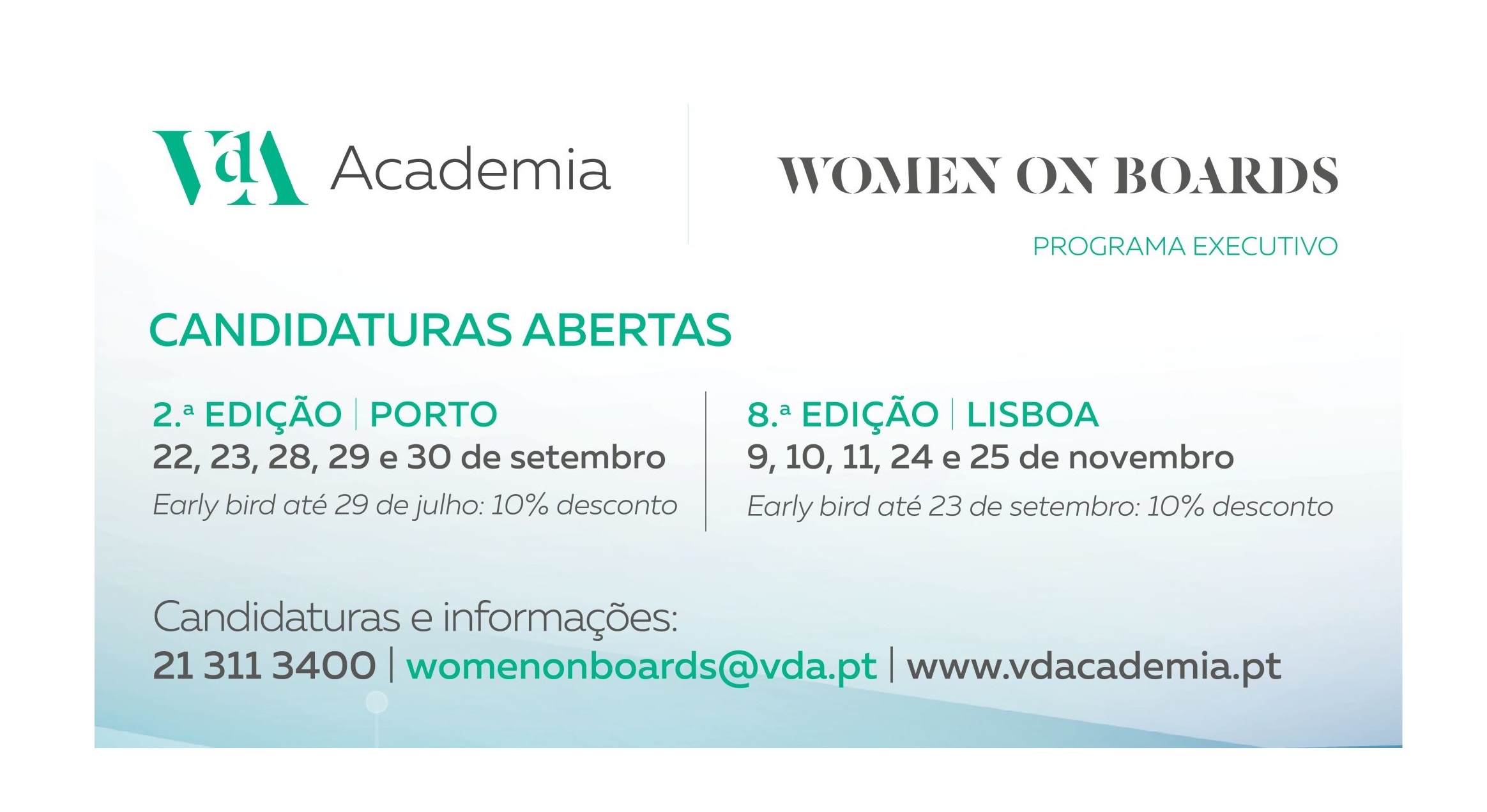 Programa Executivo Women on Boards | Porto – 2ª Edição | 22, 23, 28, 29 e 30 Setembro